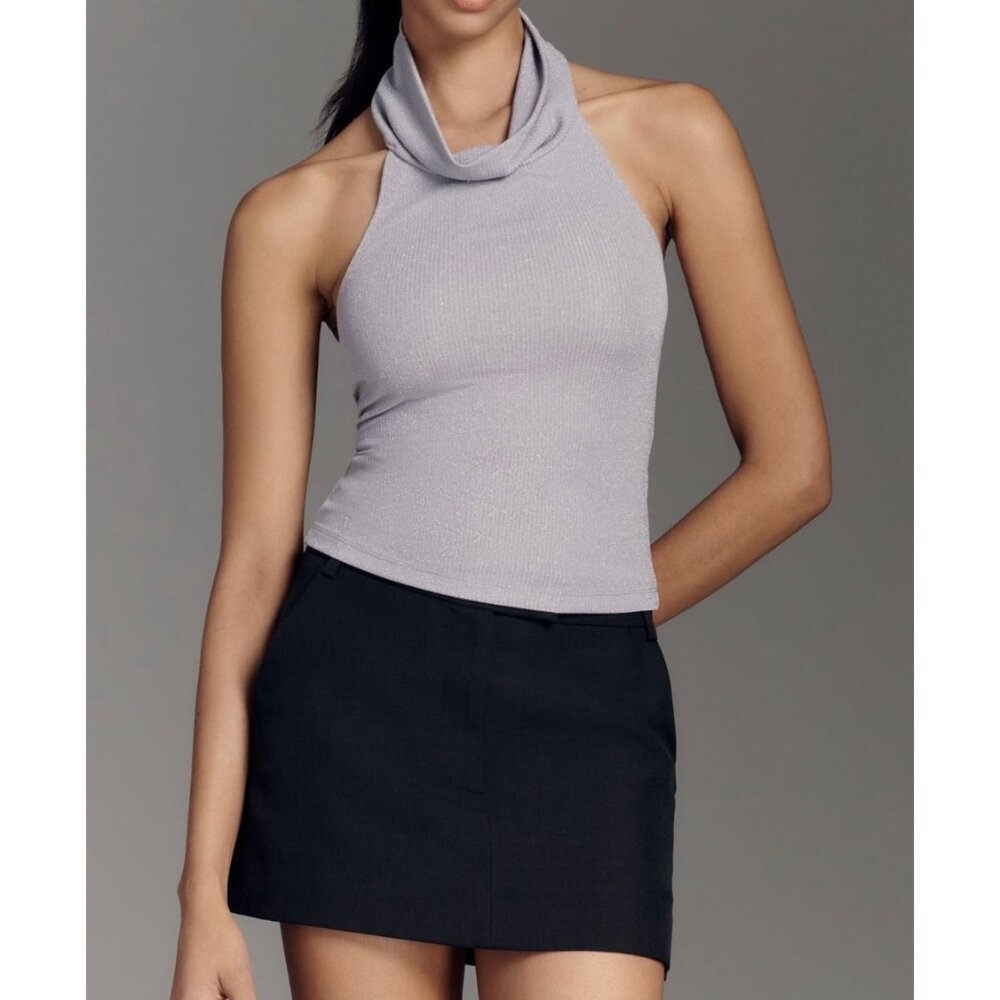 Pilcro Anthropologie Halter Cowl-Neck Tank Top L Dusty Violet